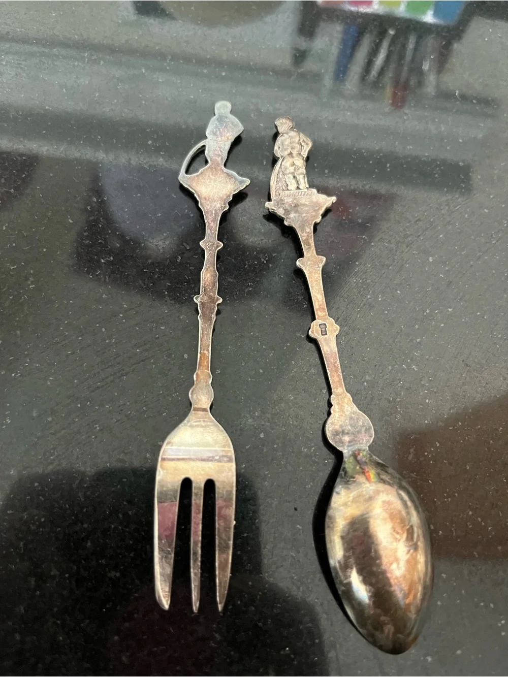 Antique Bruxelles Mannekan Pis Spoon and fork Silverplate - Belgian